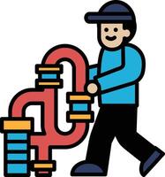 A plumber is holding a pipe and walking vector