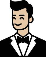 Illustration of a groom in a suit in line drawing style. vector
