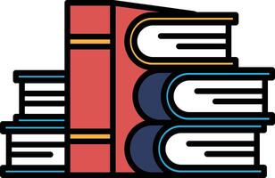 A stack of books with a red book on top vector
