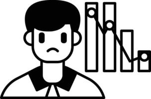 A man is looking at a graph with a downward trend vector