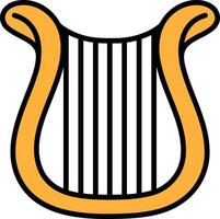 A yellow and white harp with black strings vector