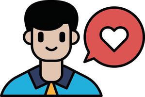 A man with a smile on his face is talking to a heart vector