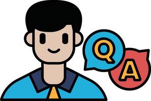 A man is smiling and has a Q and A on his face vector