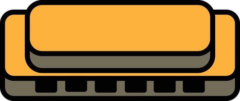 A cartoonish image of a harmonica with a yellow button on top vector