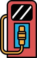 A red gas station with a yellow hose attached to it vector