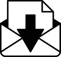A arrow pointing down is on a envelope vector