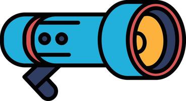 Illustration of a flashlight in line art style. vector