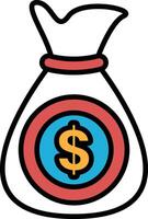 A cartoonish drawing of a dollar bill with a background vector