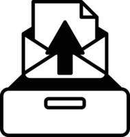 An envelope with a arrow pointing up is sitting in a file cabinet vector