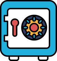 A box with a knob and a circle with a dot in the middle vector