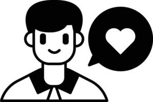 A man with a smile on his face is talking to a heart vector
