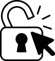 A cartoon image of a lock with a keyhole and a arrow pointing to a mouse vector