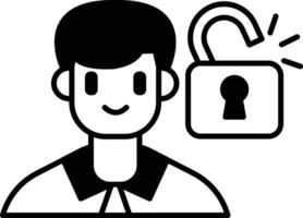 A man with a smile on his face is standing in front of a lock vector