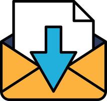 A arrow pointing down is on a envelope vector
