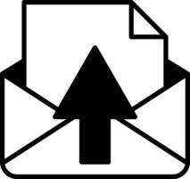 A arrow pointing up is on top of an envelope vector