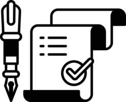 A pen and a piece of paper with a check mark on it vector