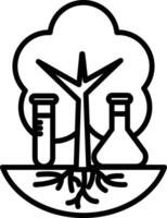 A tree with a tree trunk and two beakers on the ground vector