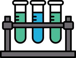 Three beakers of different colors are on a stand vector