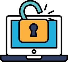A laptop with a lock on it vector