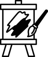 A painting is being created on a canvas with a brush vector