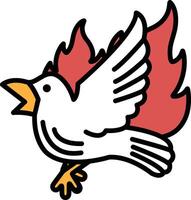 A white bird with red flames on its wings vector