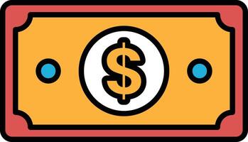 A cartoonish drawing of dollar bill with a circle in the middle vector