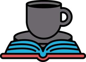 A cup is on top of an open book vector