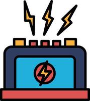 A cartoon drawing of a battery with a lightning bolt on it vector