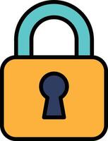 A lock with a keyhole in a line style. vector