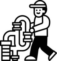 A plumber is holding a pipe and walking vector