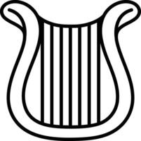 A black and white harp with black strings vector