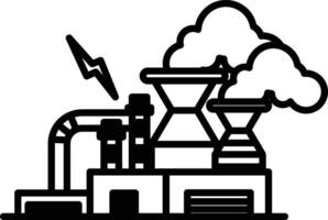 A factory with a large smokestack and a lightning bolt in the sky vector