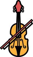 A violin with a red bow is shown vector