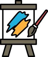 A painting is being created on a canvas with a brush vector