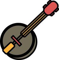 Illustration of a banjo in line drawing style. vector