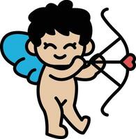 A cartoon of a cupid holding a bow and arrow vector