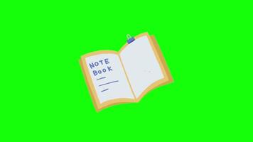 Note book pop up animation green screen chroma key 4k template background. video
