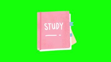 Study pop up animation green screen chroma key 4k template background. video