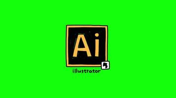 Ai illustrator pop up animation green screen chroma key 4k template background. video