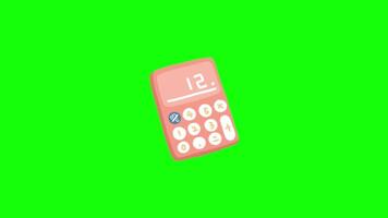 Calculator pop up animation green screen chroma key 4k template background. video