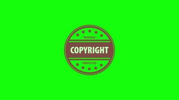 Copyright pop up animation green screen chroma key 4k template background. video