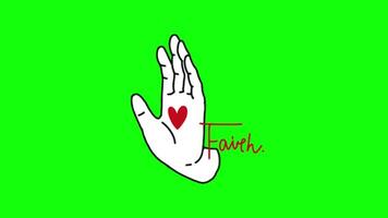 Heart on hand pop up animation green screen chroma key 4k template background. video