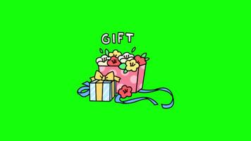 Gift pop up animation green screen chroma key 4k template background. video