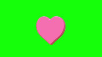 Heart shape pop up animation green screen chroma key 4k template background. video