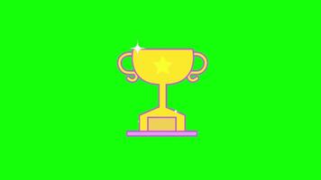 Trofee pop up animation green screen chroma key 4k template background. video