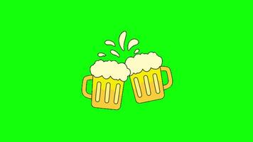 Two cup of coffe pop up animation green screen chroma key 4k template background. video
