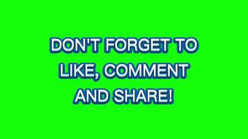 Don't forget to like, comment and share pop up animation motion chroma key green screen 4k template background. video
