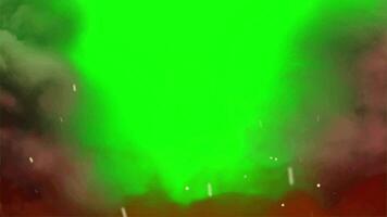 Fire and smoke pop up animation motion chroma key green screen 4k template background. video