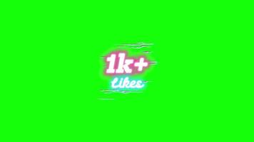 Likes 1k pop up animation motion chroma key green screen 4k template background. video