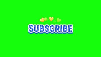 Subscribe pop up animation motion chroma key green screen 4k template background. video